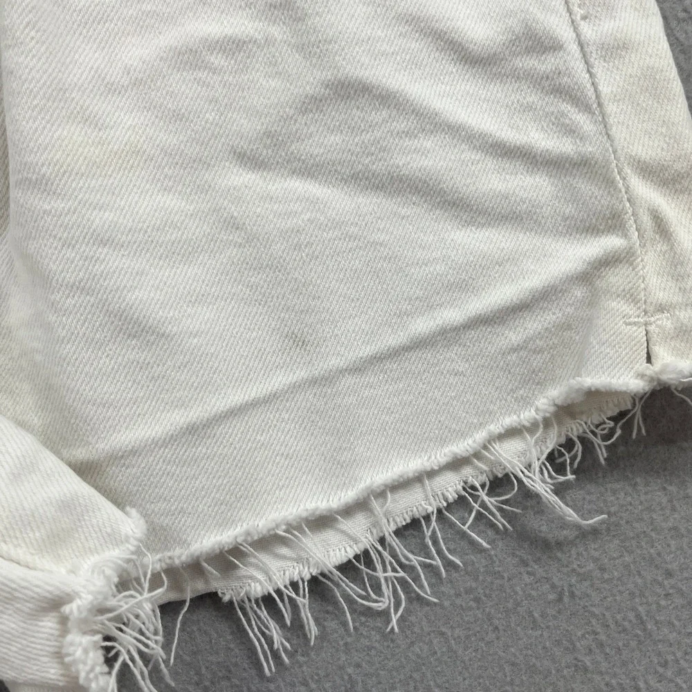 Just Black Denim JBD Shorts Womens XS White Jorts Frayed Raw Hem Summer Festival